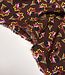 chocoladebruine bloemen en gele stippen viscose