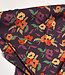 prachtige aubergine en getekende bloemen viscose