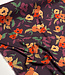 prachtige aubergine en getekende bloemen viscose