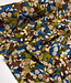 olijfgroen en denimblauwe bloemen viscose
