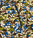 olijfgroen en denimblauwe bloemen viscose