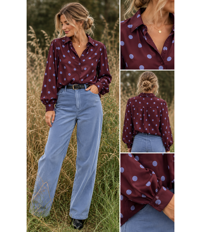 polkadots lila op aubergine - viscose