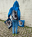 Mamoet blauw - sweater paneel 90 cm