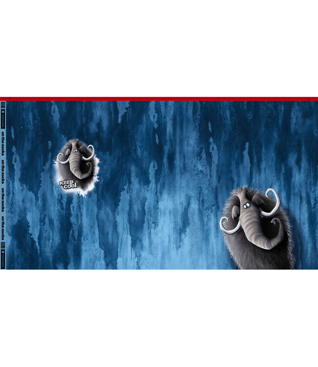 Mamoet blauw - sweater paneel 90 cm