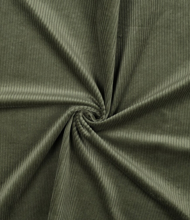 khaki - washed corduroy met stretch - ribfluweel