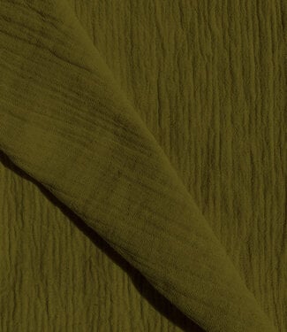 twill double gauze - mooie zware kwaliteit - khakigroen