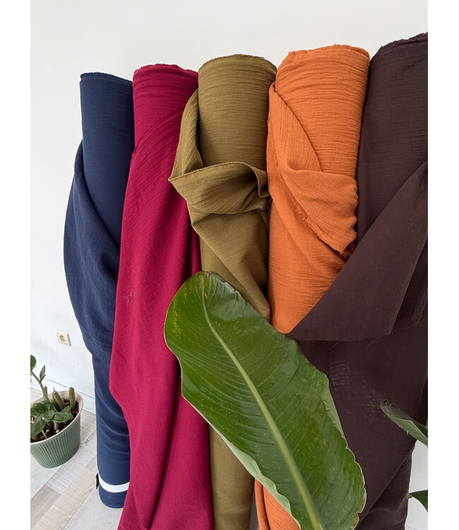 twill double gauze - mooie zware kwaliteit - bordeaux