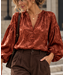 A la Ville Ingeweven leaves - bordeauxbruin - Viscose rayon gesatineerd (knipmode)