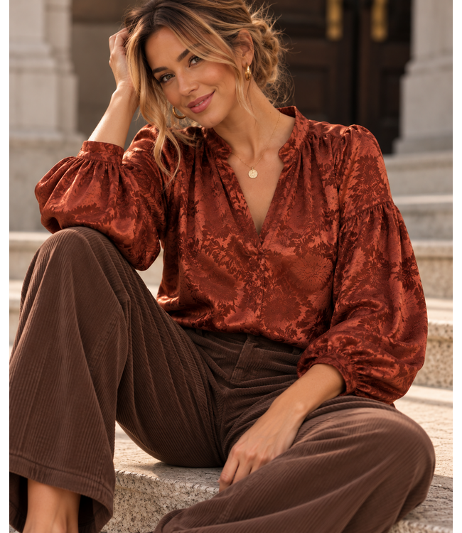 A la Ville Ingeweven leaves - diep nachtblauw - Viscose rayon gesatineerd (knipmode)