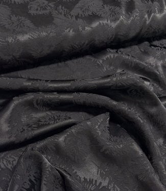 A la Ville Ingeweven leaves - zwart - Viscose rayon gesatineerd (knipmode)