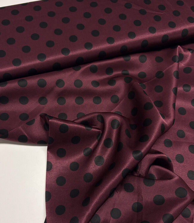 polkadots bordeaux - gesatineerde viscose