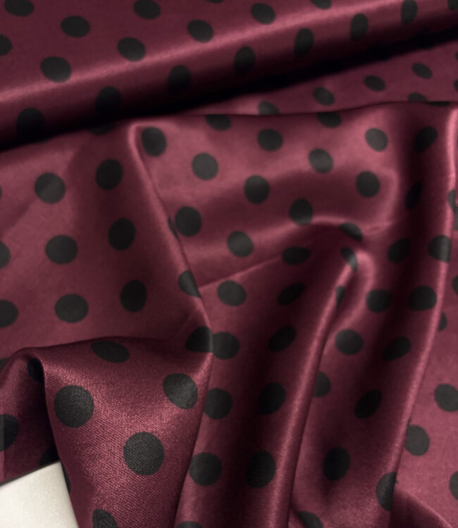 polkadots bordeaux - gesatineerde viscose