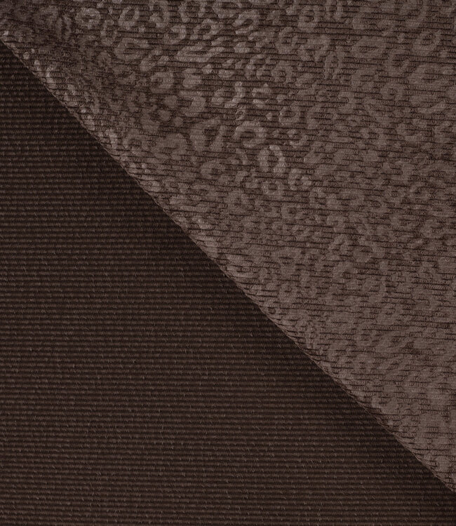 donkerbruin met subtiele luipaardprint - soepelvallende corduroy / ribfluweel