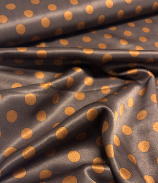 polkadots donkerbruin - gesatineerde viscose