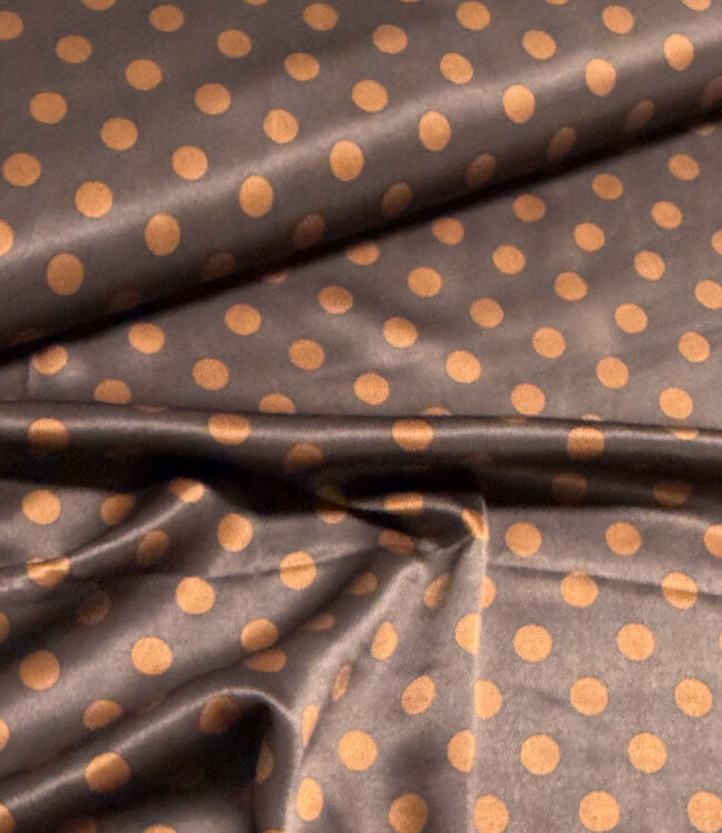 polkadots donkerbruin - gesatineerde viscose