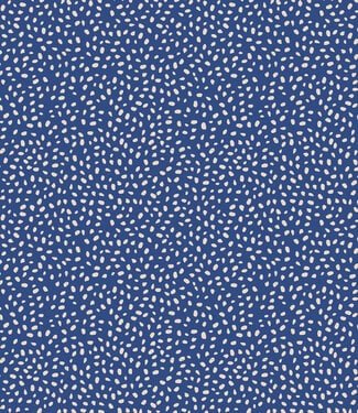jeansblauwe dots - katoen tricot