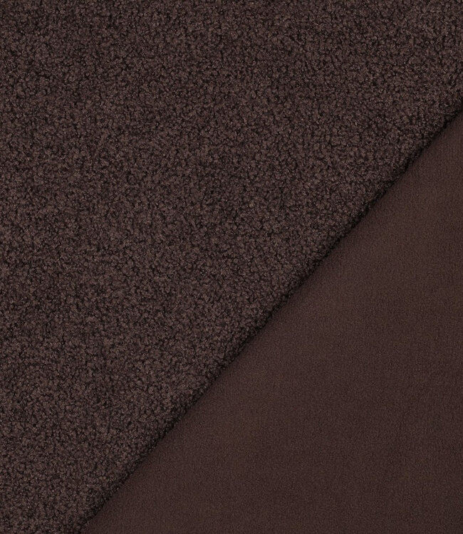 donkerbruin - teddy boucle double face met fleece