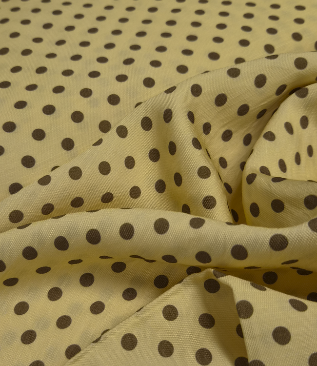 polkadots geel en bruin - viscose