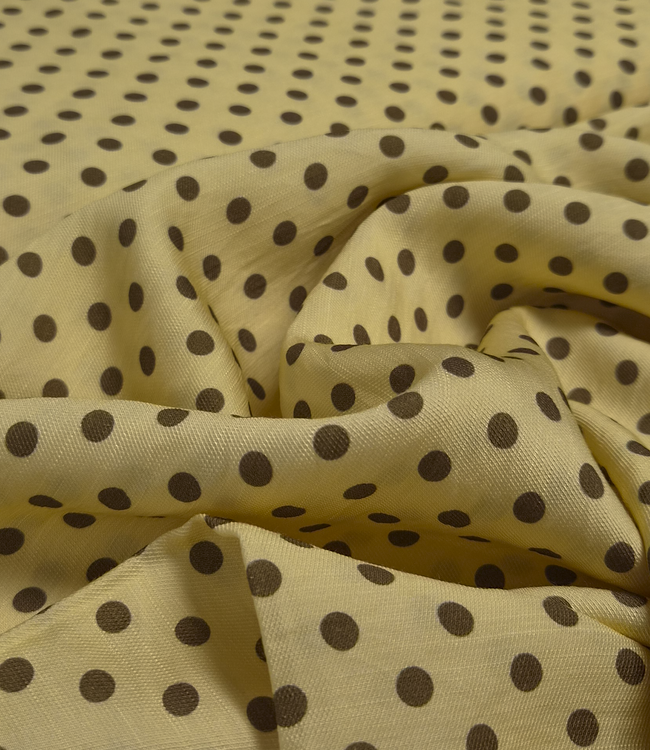 polkadots geel en bruin - viscose