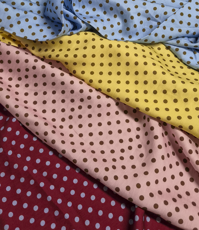 polkadots roze en bruin - viscose
