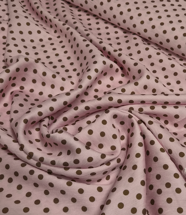 polkadots roze en bruin - viscose