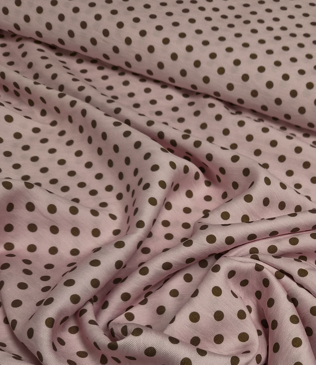 polkadots roze en bruin - viscose