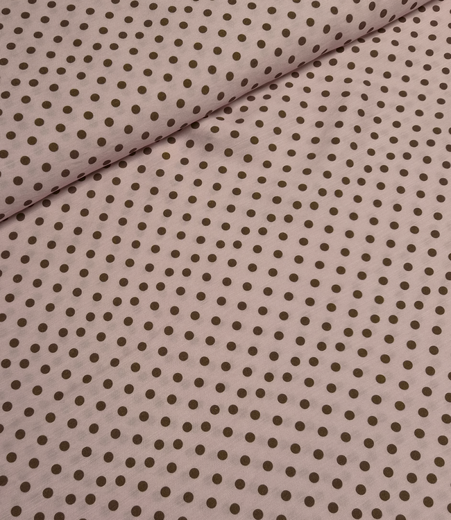 polkadots roze en bruin - viscose