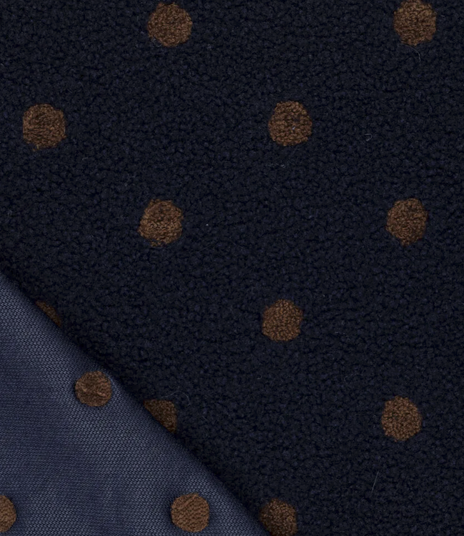 polkadots marineblauw en bruin - heavy knit teddy