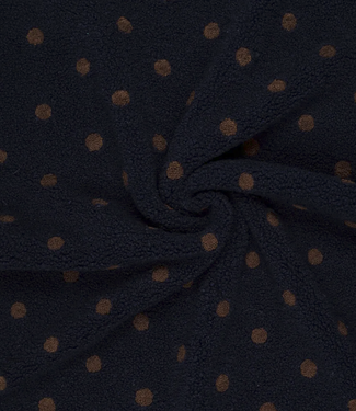 polkadots marineblauw en bruin - heavy knit teddy