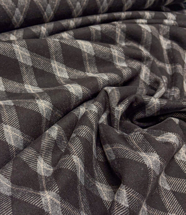 gebreide jacquard checks - donkerbruin
