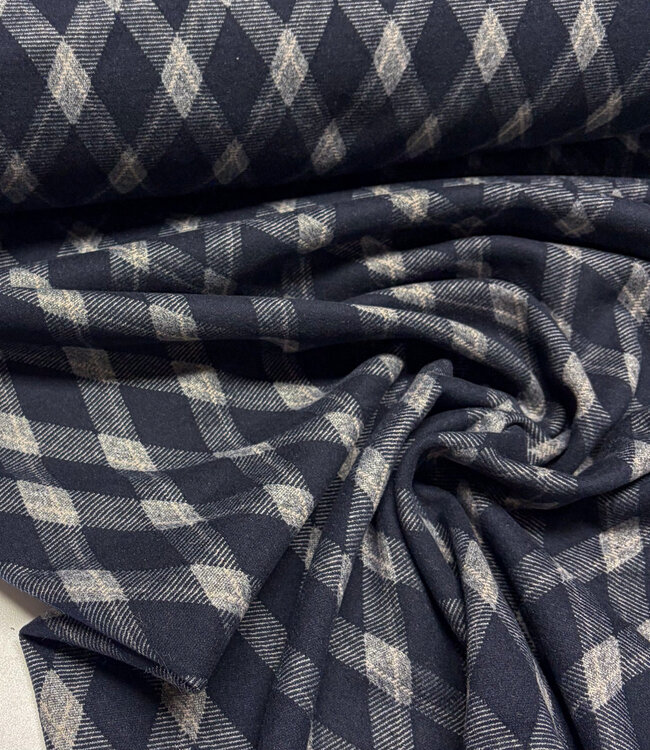 gebreide jacquard checks - marineblauw