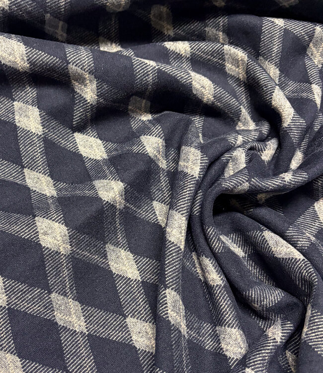 gebreide jacquard checks - marineblauw