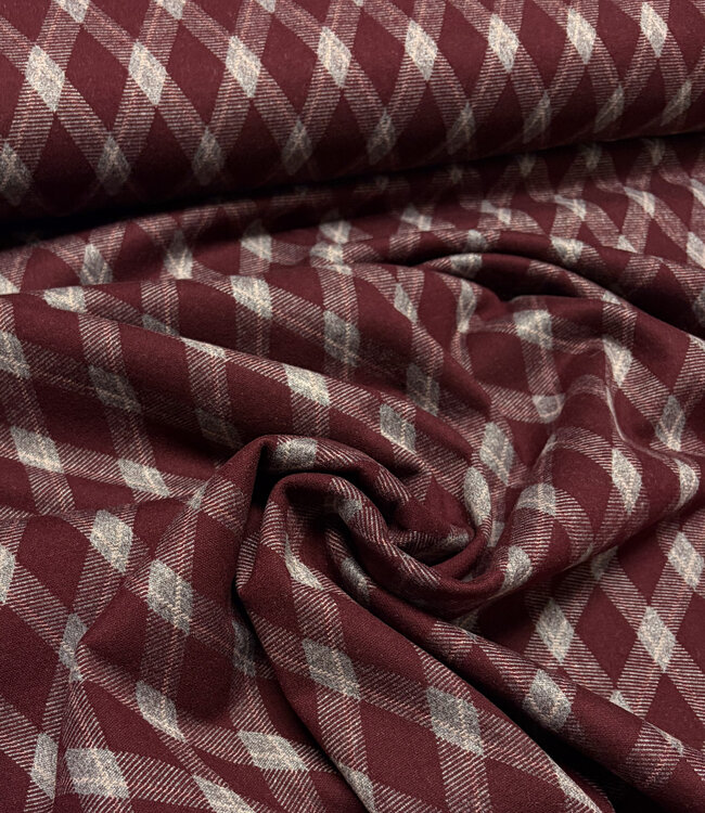 gebreide jacquard checks - bordeaux