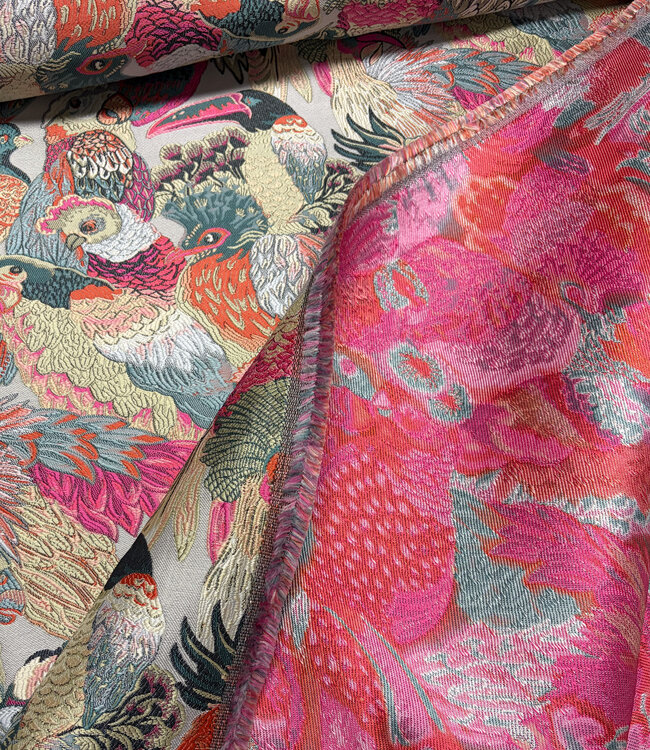fuchsia papegaaien - tropische jacquard