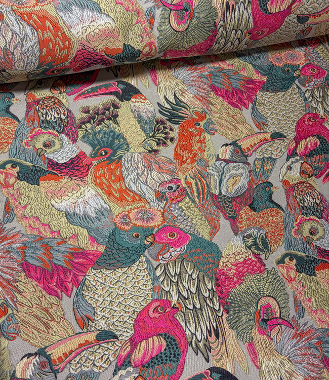 fuchsia papegaaien - tropische jacquard