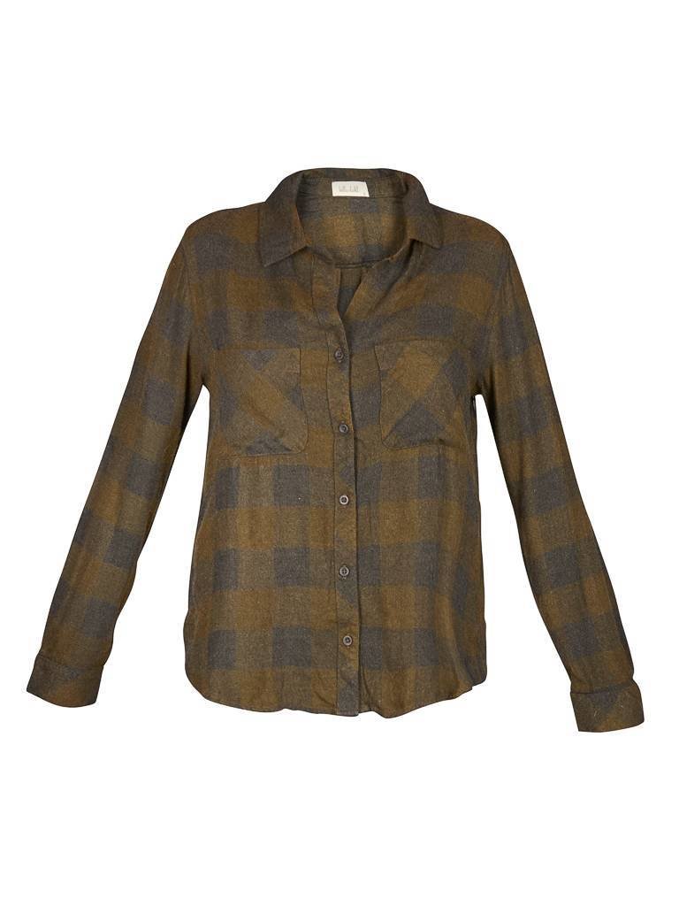 Bella Dahl Geruite blouse donkergroen