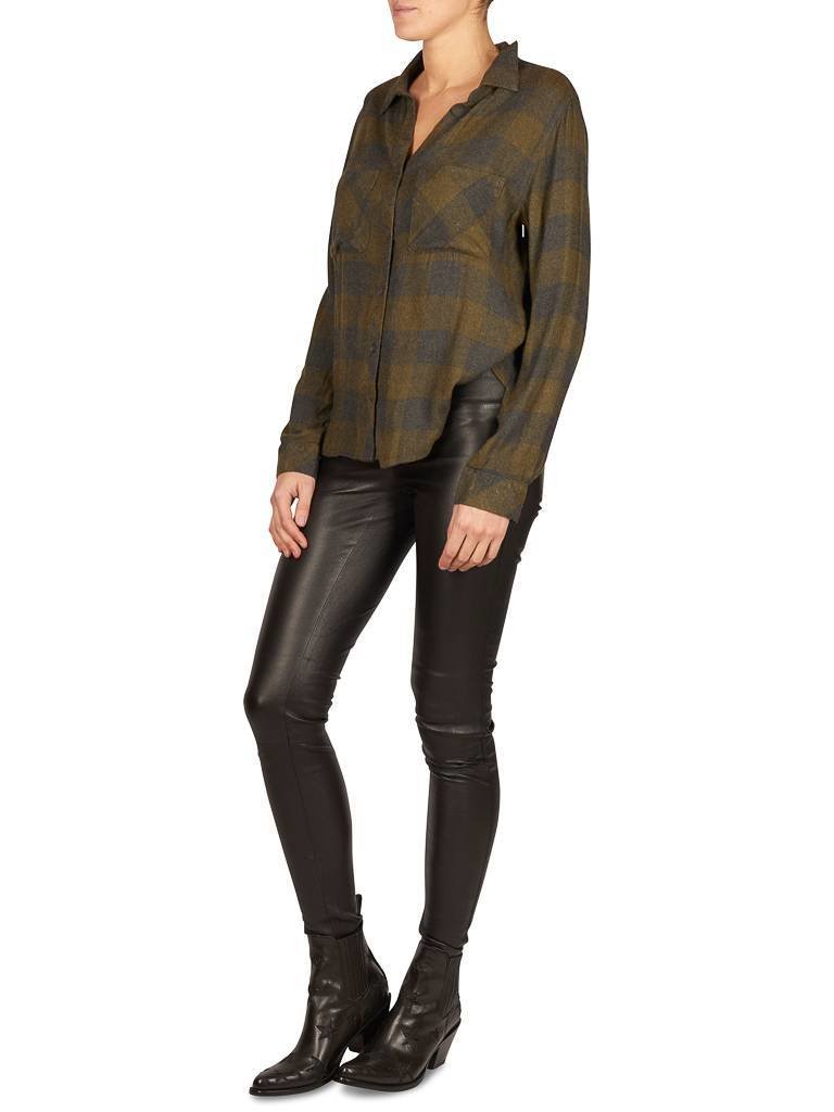 Bella Dahl Geruite blouse donkergroen