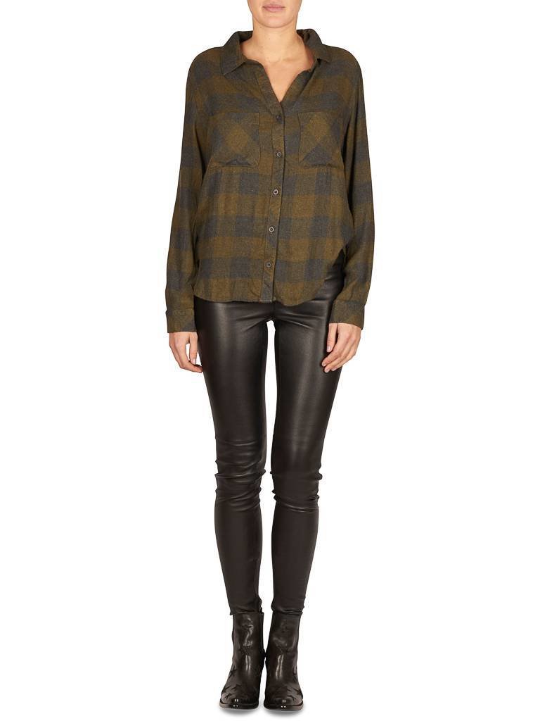 Bella Dahl Geruite blouse donkergroen