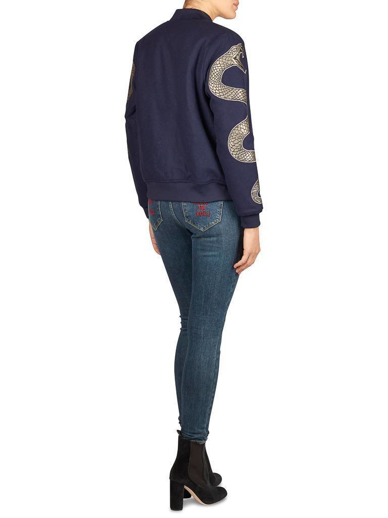 Zoe Karssen Snake sleeves bomberjack donkerblauw