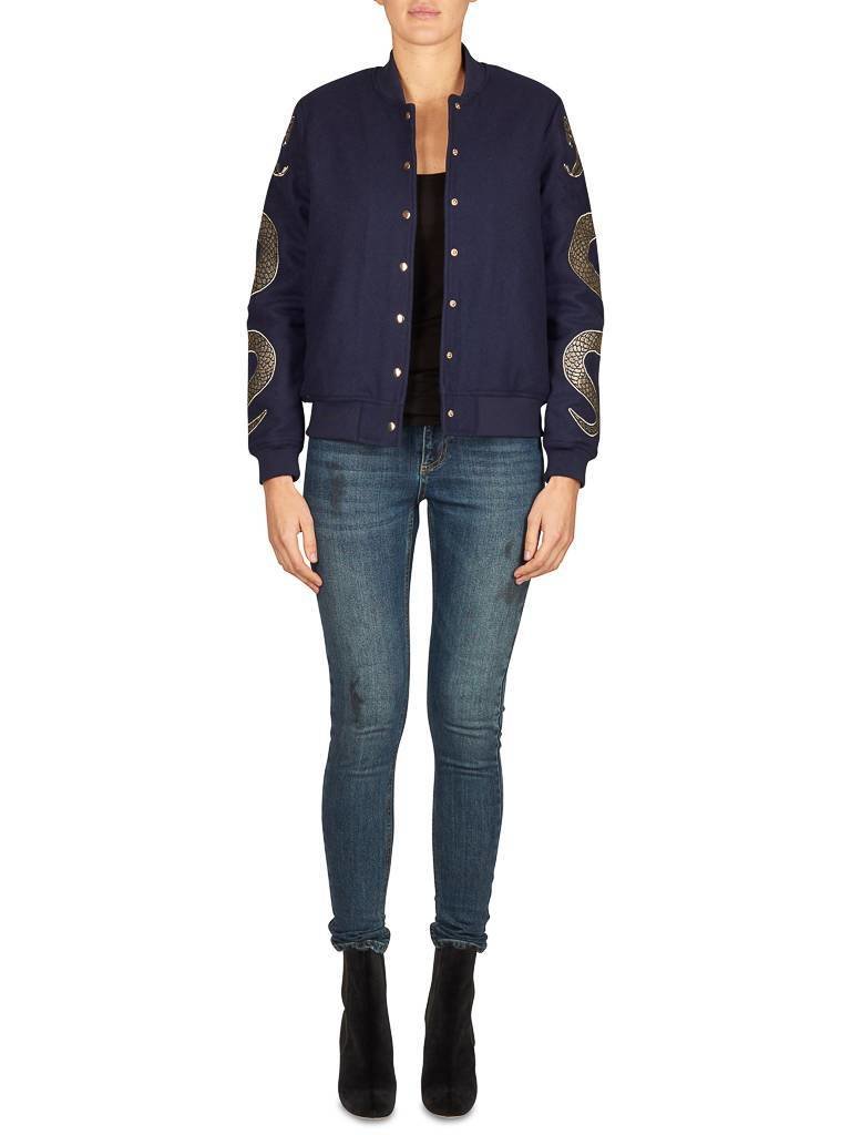 Zoe Karssen Snake sleeves bomberjack donkerblauw