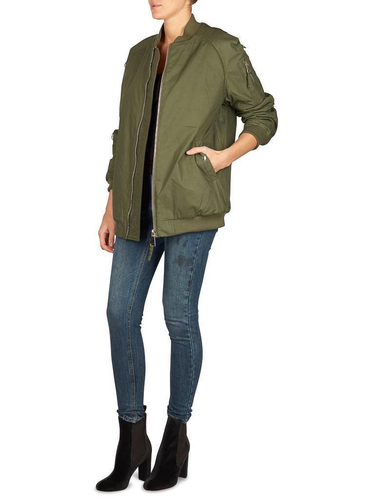 Zoe Karssen Bruised not broken bomber jacket army green