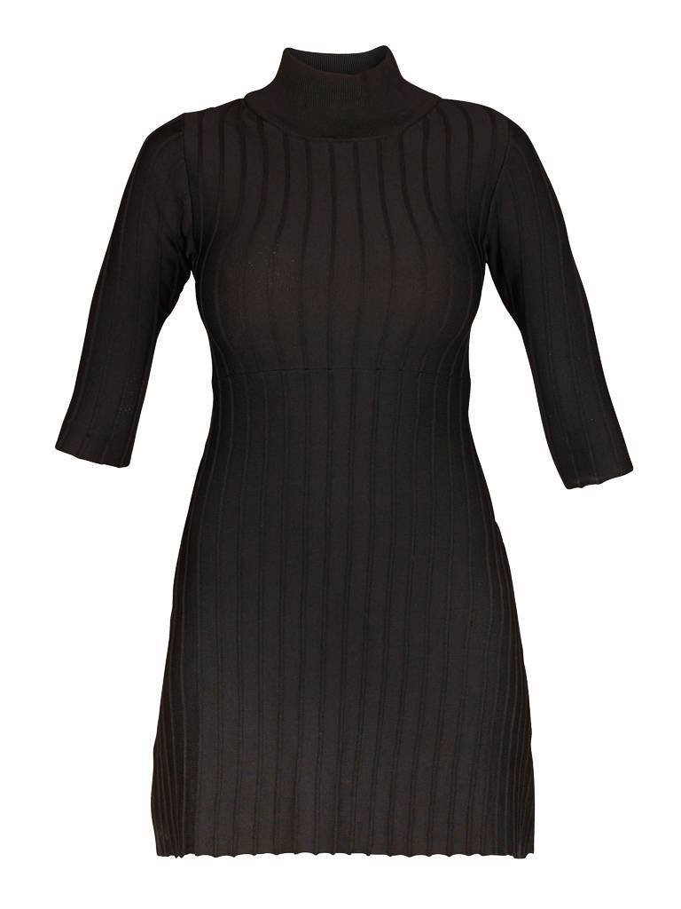 For Love and Lemons Knitz Simone laced back jurk zwart