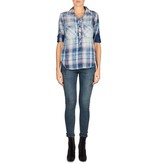 Bella Dahl Karierte Bluse Vintage-Waschung blau