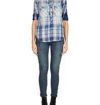 Bella Dahl Checkered blouse vintage wash blue