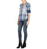 Bella Dahl Geruite blouse vintage wash blauw