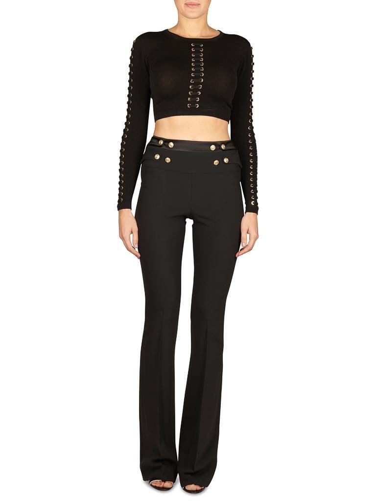 Pierre Balmain Pantalon met details en knopen zwart