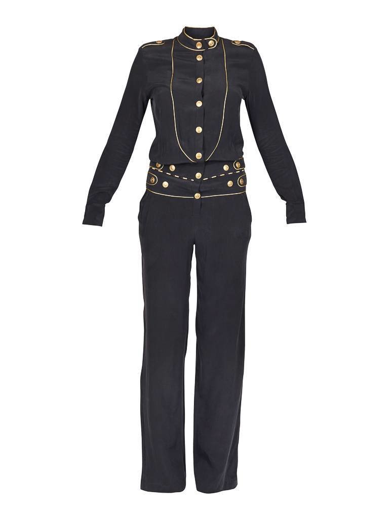 Pierre Balmain Jumpsuit met gouden details donkerblauw