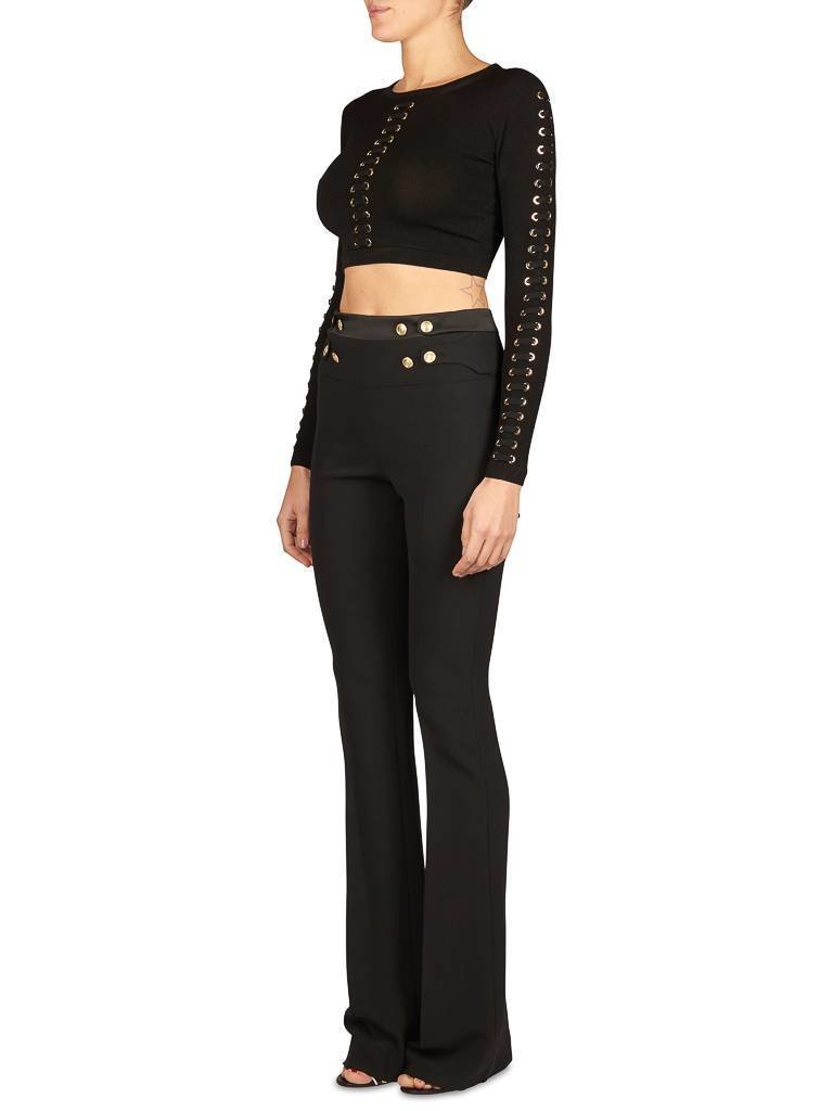 Elisabetta Franchi crop top met lace-up detail zwart
