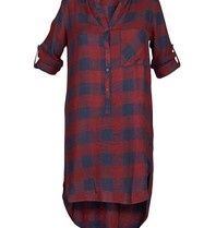 Bella Dahl Geruite jurk donkerrood