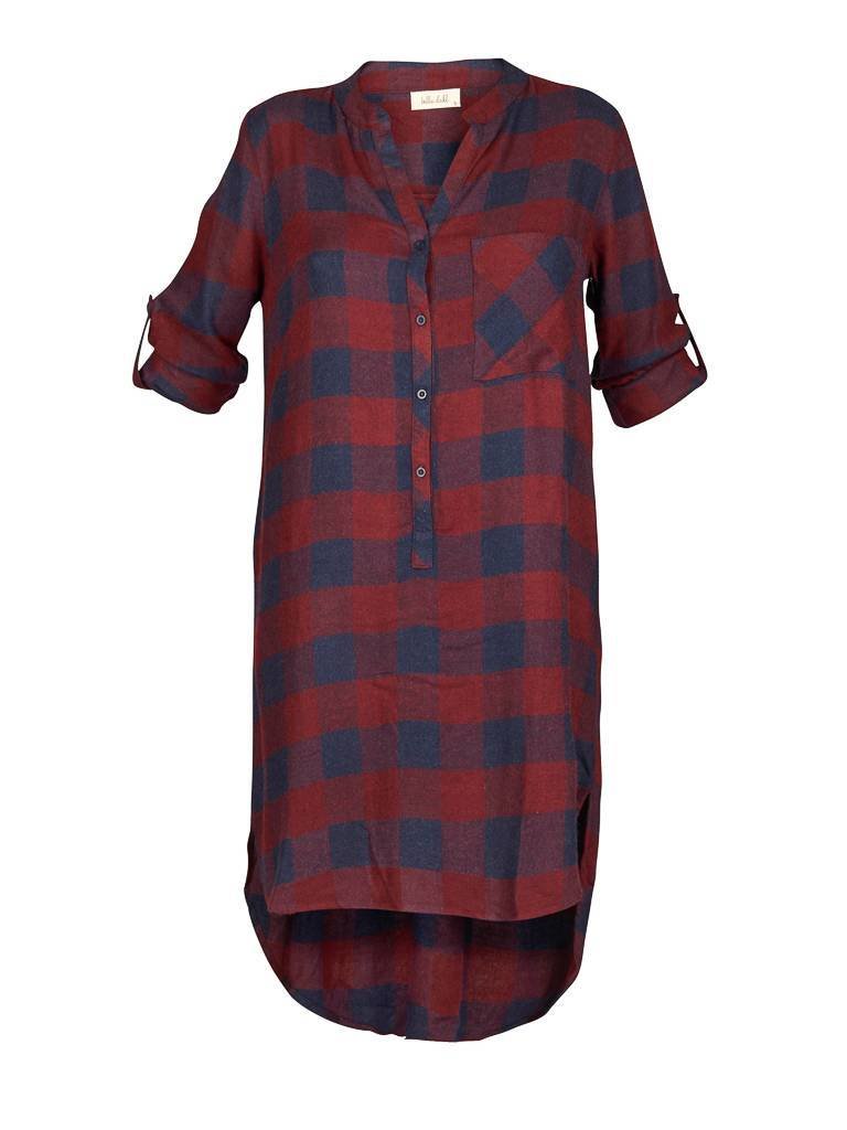 Bella Dahl Geruite jurk donkerrood